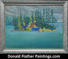 Original landscape painting likely from the Shuswap Lake, BC region by renown Canadian Artist, Donald Flather